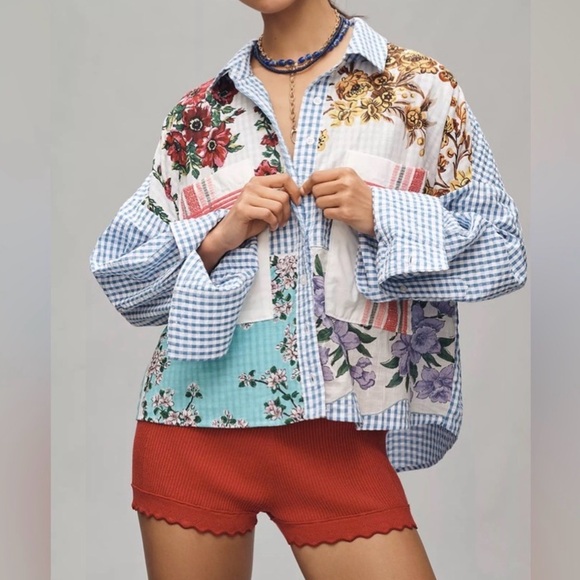 Anthropologie Tops - Anthropologie Maeve Long-Sleeve Patchwork Tea Towel
Buttondown Shirt medium